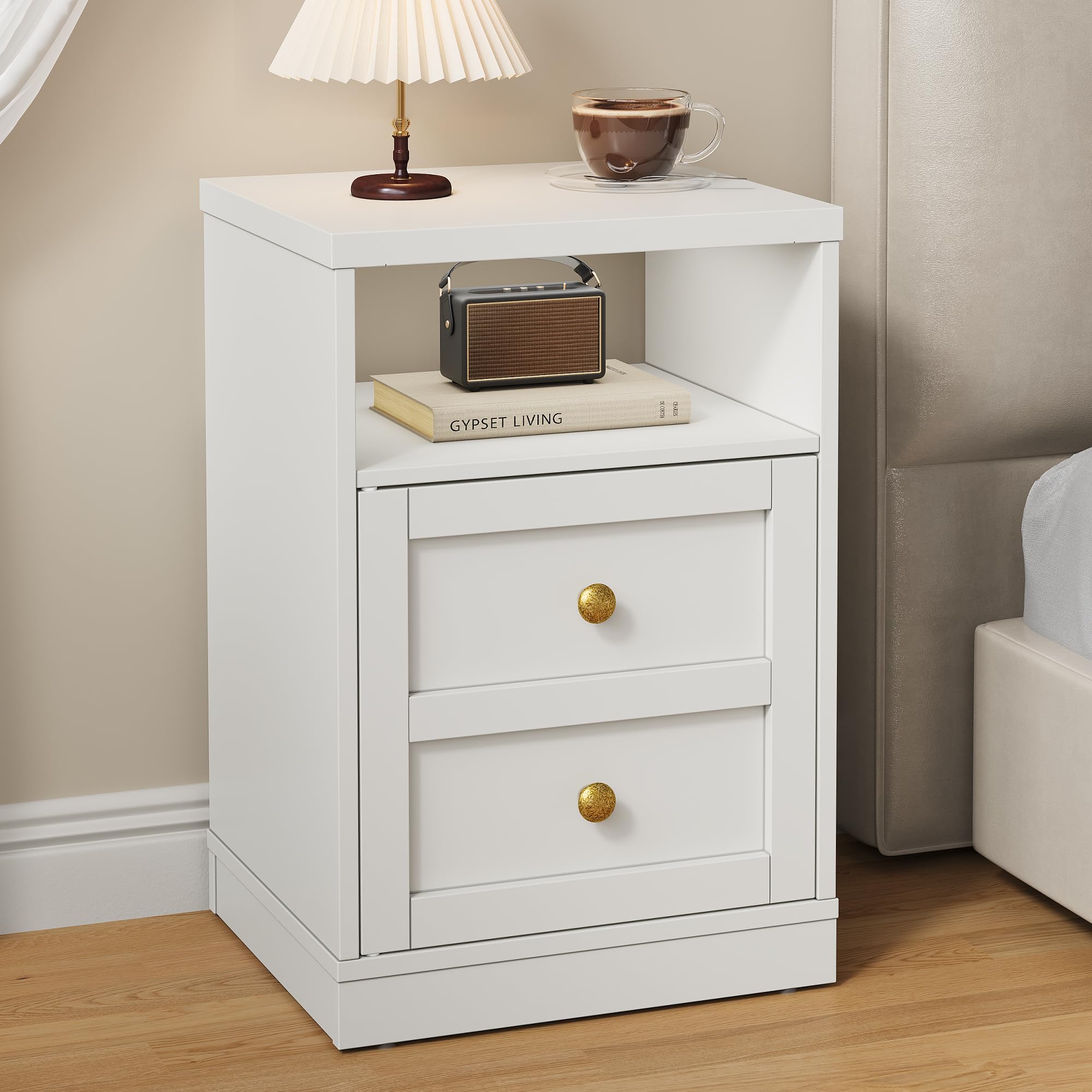 ◇短期使用美品　songdream取扱｜ローチェスト　2段｜ナイトスタンド Amazon.com: RoyalCraft White Nightstand with Storage Shelf and